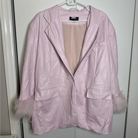 Lamarque Galia Feather Trim Blazer Pink Parasol - M/L - Picture 2 of 12